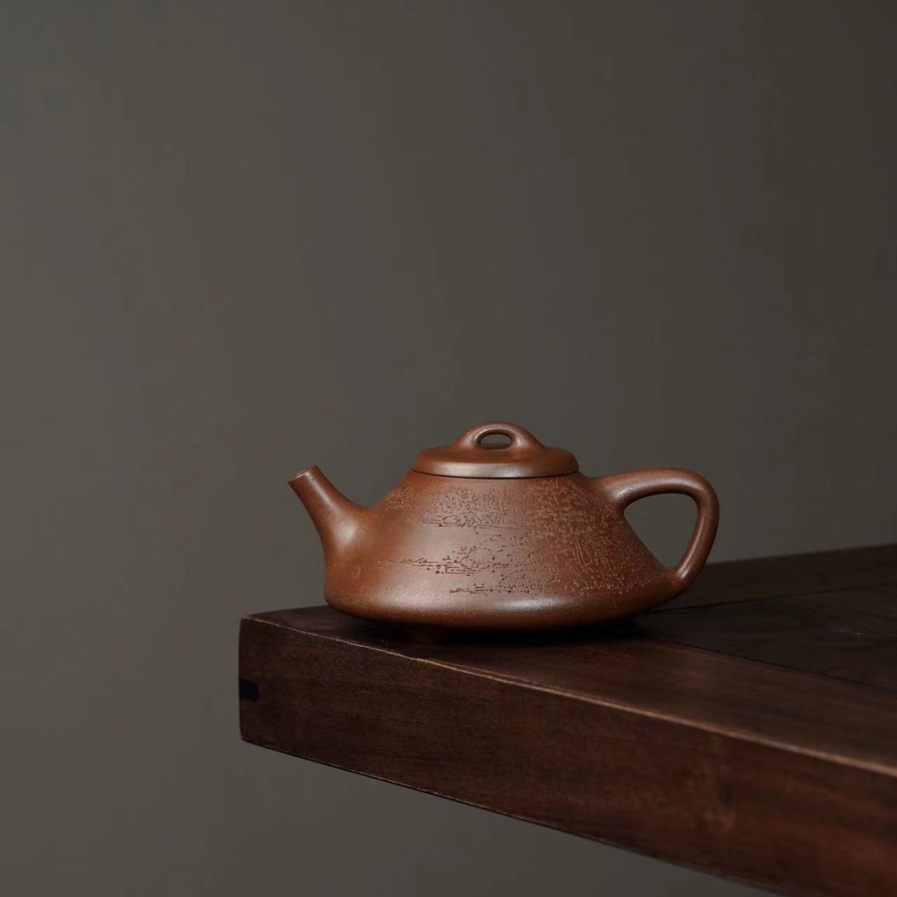 陈进  子冶石瓢  青段退火烧  吴东元刻绘  全手工制作  高端茶器