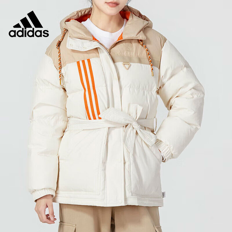 Adidas阿迪达斯连帽羽绒服女装冬季新款加厚防外休闲装外套夹克HN
