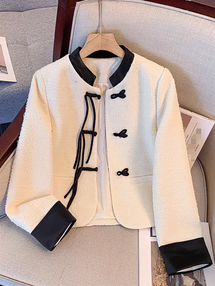 淘禧【061-070】新中式女装小香风外套春秋款中国风盘扣上衣高级感