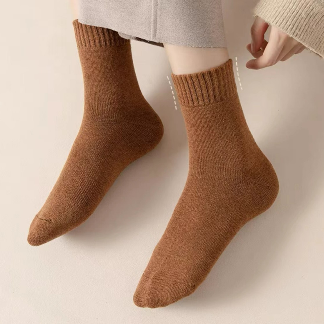 2.1/2双袜子冬季加厚保暖毛圈袜男女同款高弹舒适不磨脚颜色随机