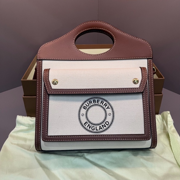 99新 BURBERRY/博柏利 口袋包系列托特包手提单肩斜挎包