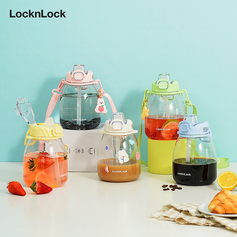 乐扣乐扣吨杯女生可爱大肚杯吸管水壶喝水杯子tritan大容量水杯