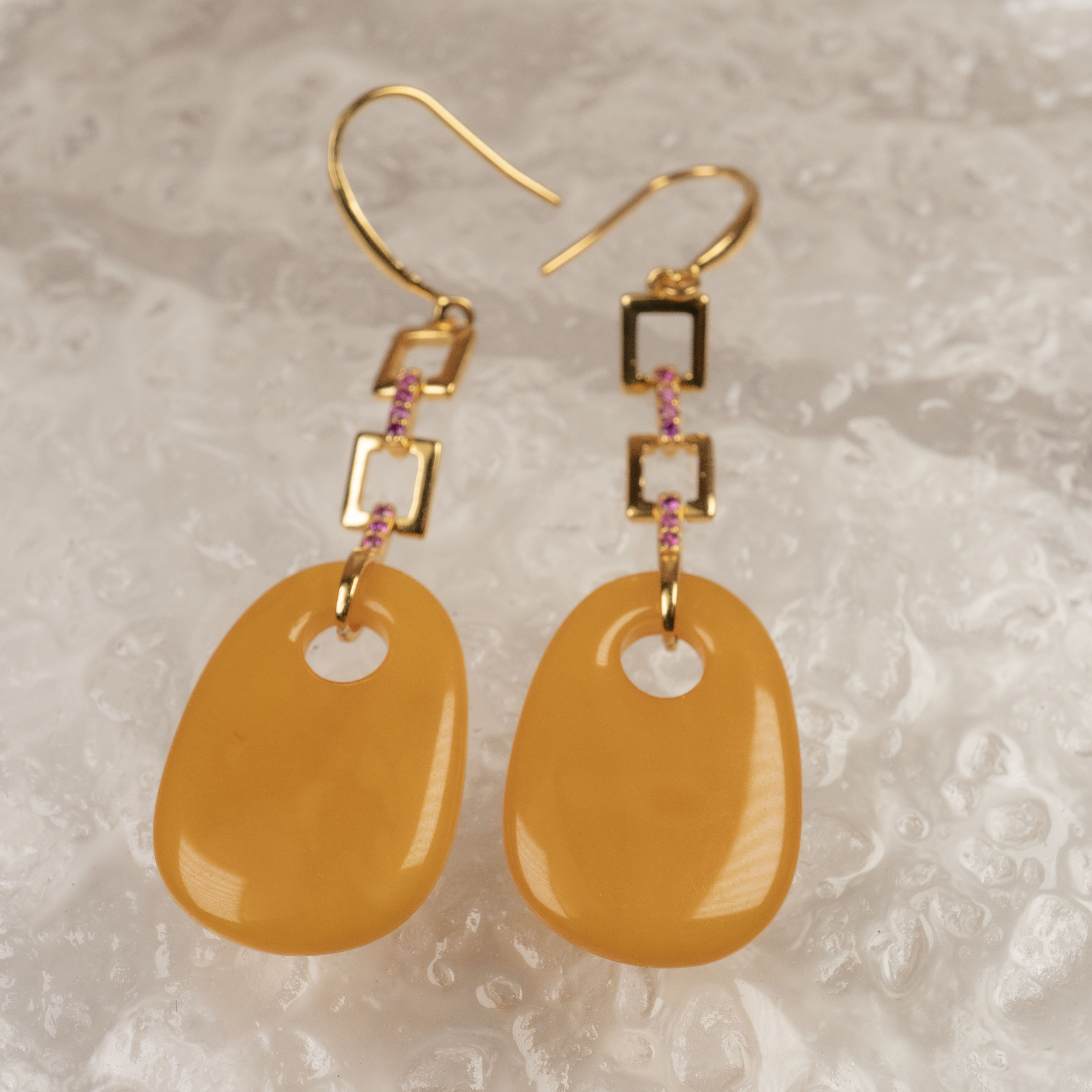 天然琥珀蜜蜡时尚百搭气质耳饰（抖音基地发货一物一证）