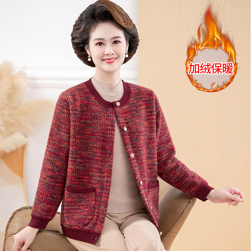 紫竹28901加绒加厚妈妈装秋冬过年外套短款女装洋气中老年人女冬