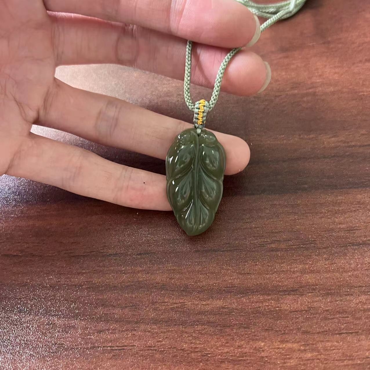 和田玉叶子编绳项链（66cm左右）DXP048