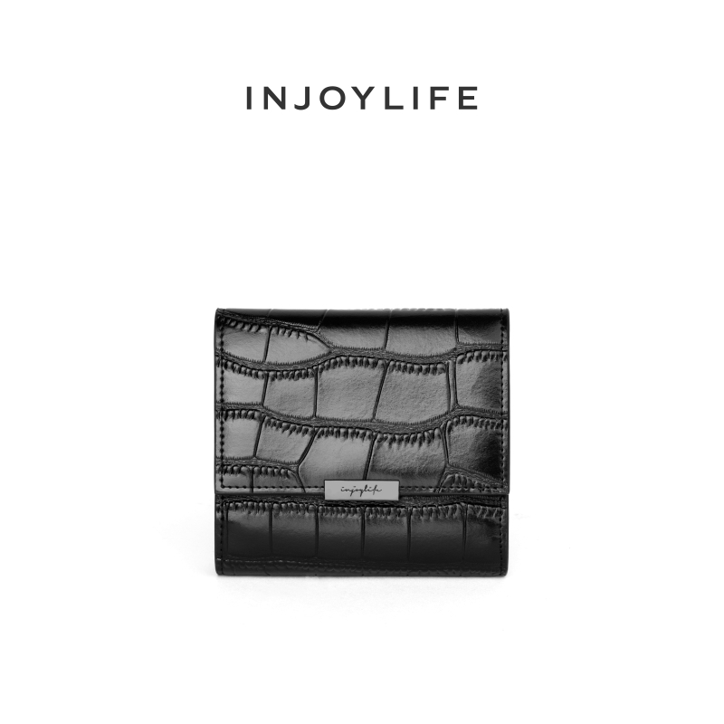 INJOYLIFE钱包女士鳄鱼纹时尚真皮短款钱夹小皮夹送女友零钱包