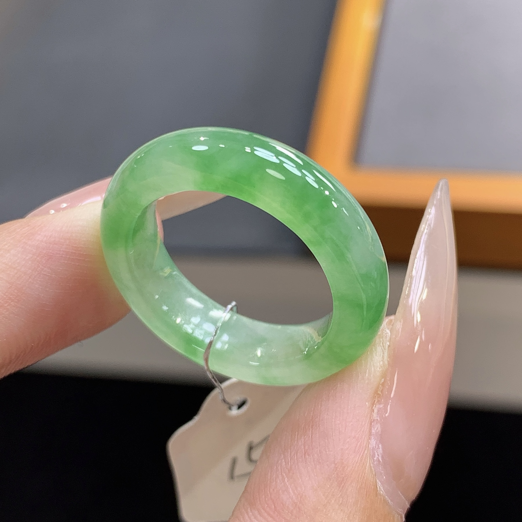 15号圈 缅甸天然翡翠 芙蓉种飘阳绿翡翠戒圈尺寸17.3-5.7-4.1
