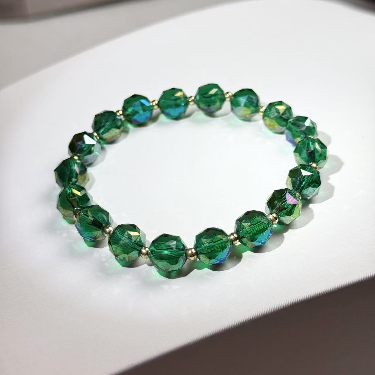 QQ轻奢钻切绿手串SJ061