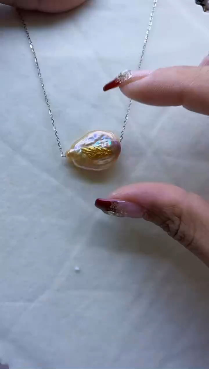 【闪购商品】淡水珍珠颈饰银S925镶嵌流金异形巴银链23.43-38