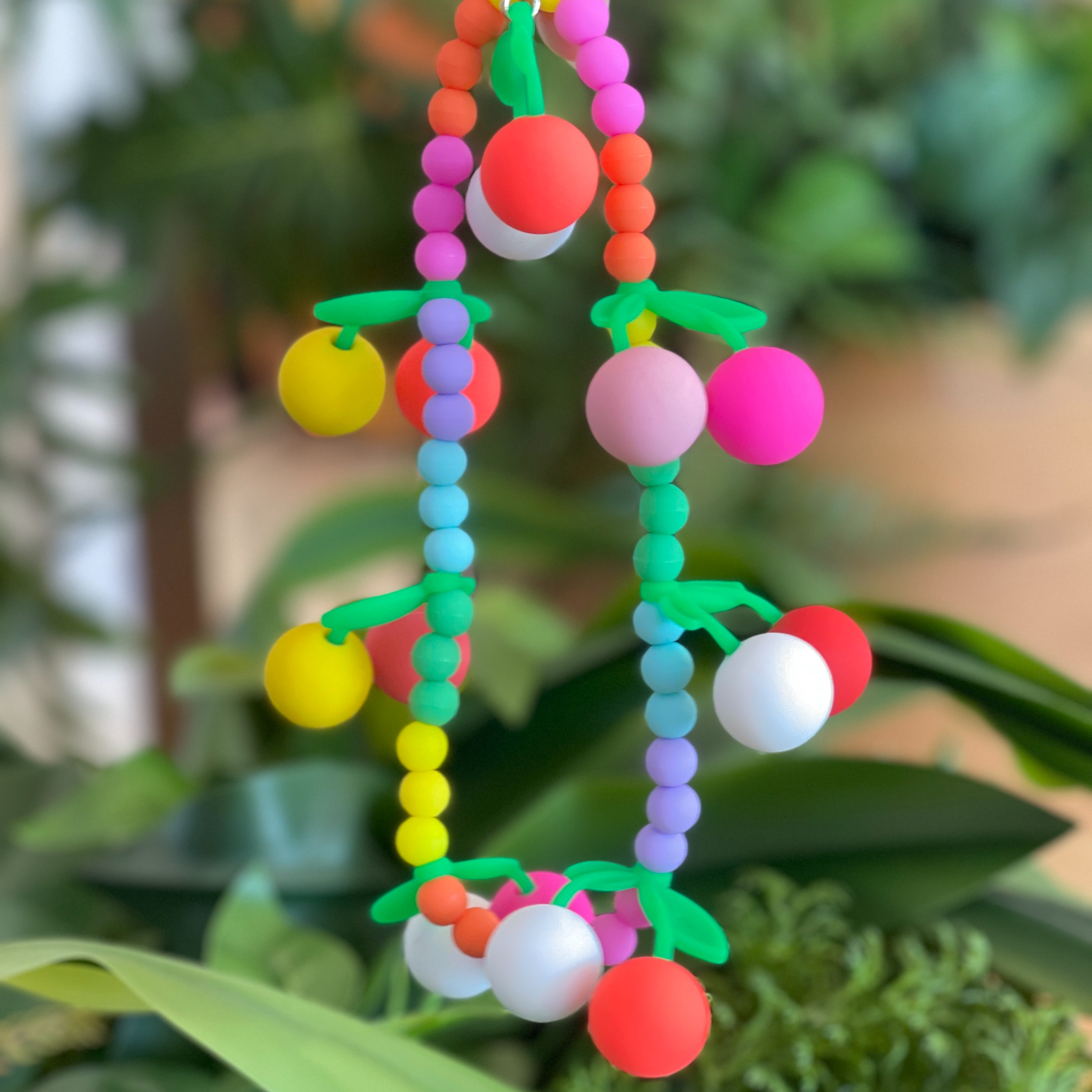 CLICHE手机壳樱桃手工挂件diy彩色手机链手链