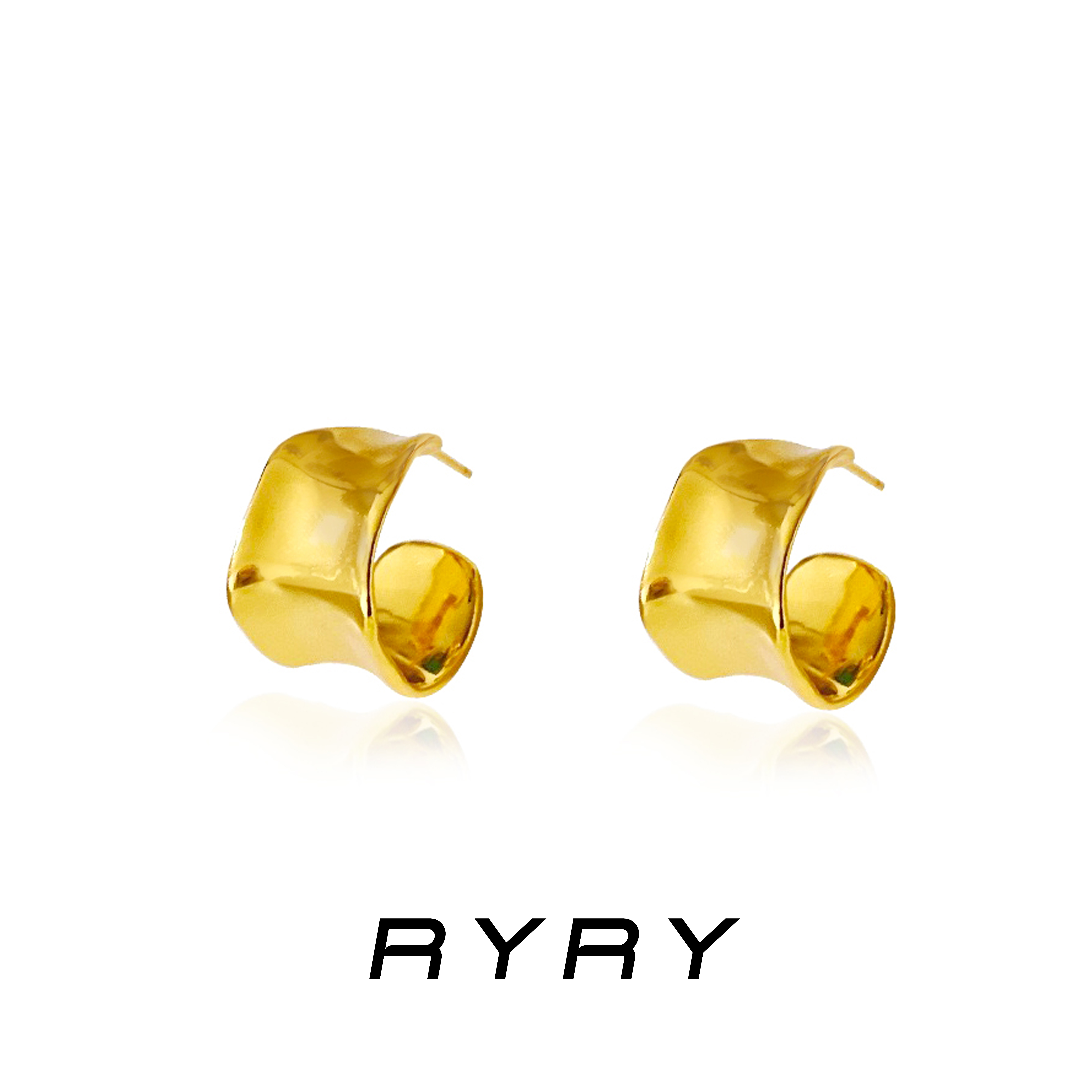 RYRY 铜合金耳饰 松本惠奈同款冷淡风不规则圈圈耳环银针精致耳饰