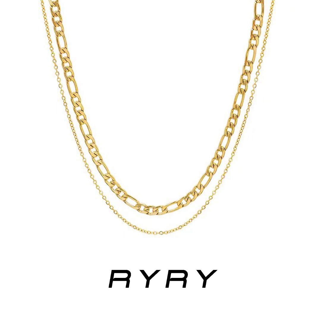 RYRY 钛钢项链 欧美百搭多层叠戴复古项链女潮锁骨链女简约气质