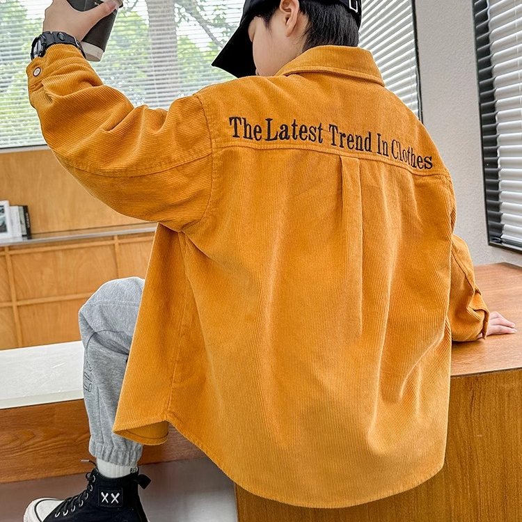 男童衬衫春装新款中大童帅气长袖春秋刺绣宽松衬衣洋气外穿潮12岁