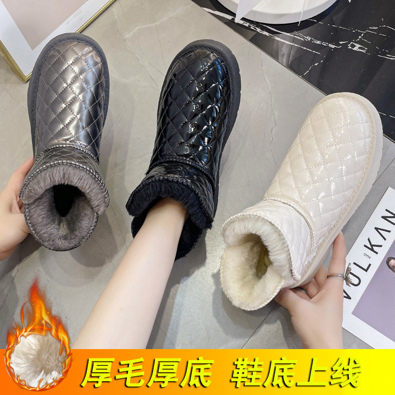 加绒加厚雪地靴女短靴2025冬季新款皮毛一体厚底棉鞋保暖鞋女鞋
