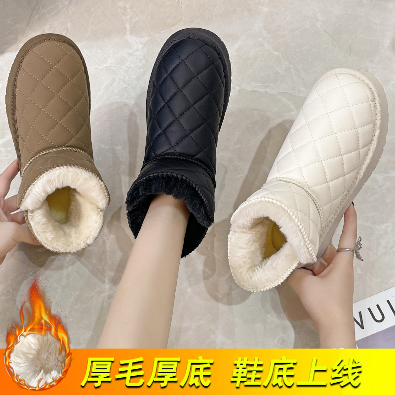 加绒加厚雪地靴2025冬季新款鞋子时尚防水外穿平底保暖短靴棉鞋秋