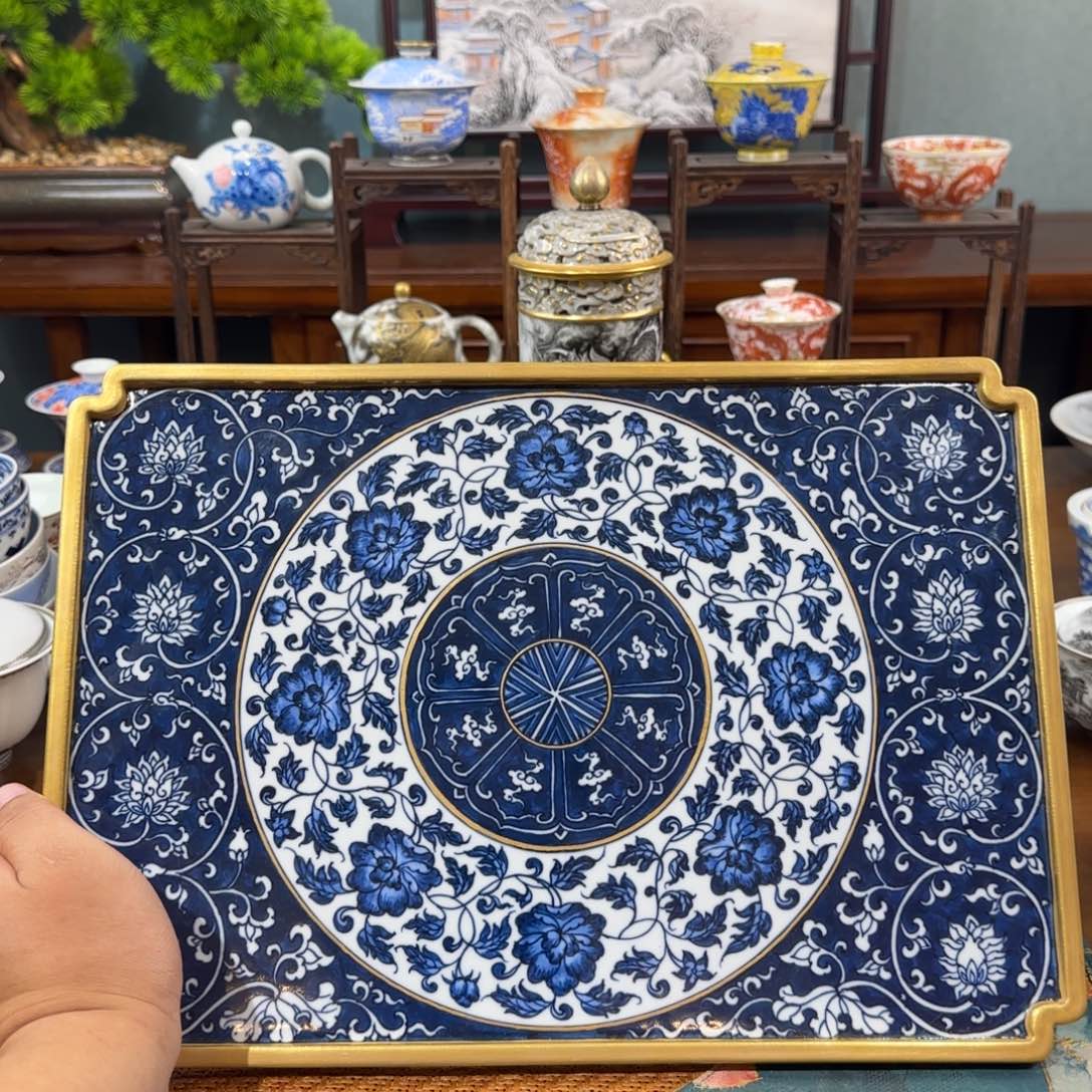 精工釉下缠枝包金干泡