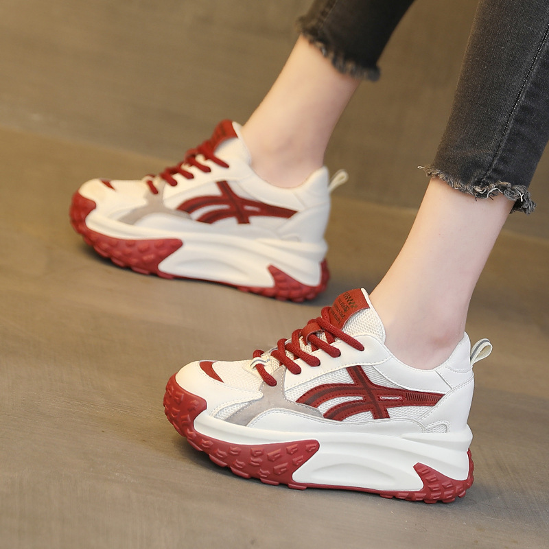 老爹鞋女真皮新款网面透气百搭休闲运动鞋ins潮韩版厚底增高女鞋