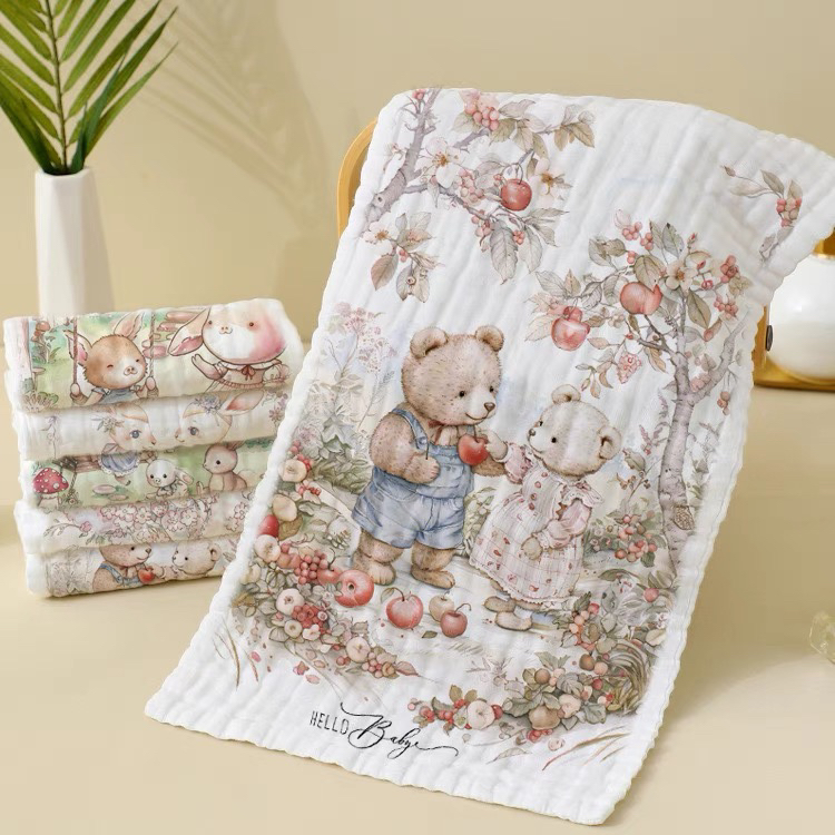 宝宝竹棉六层纱布中巾宝宝洗脸，洗澡巾