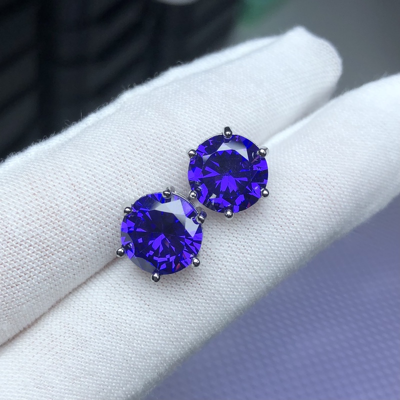 3166妖紫色耳钉6爪开口可调节气质轻奢时尚百搭简约经典精致 梦幻