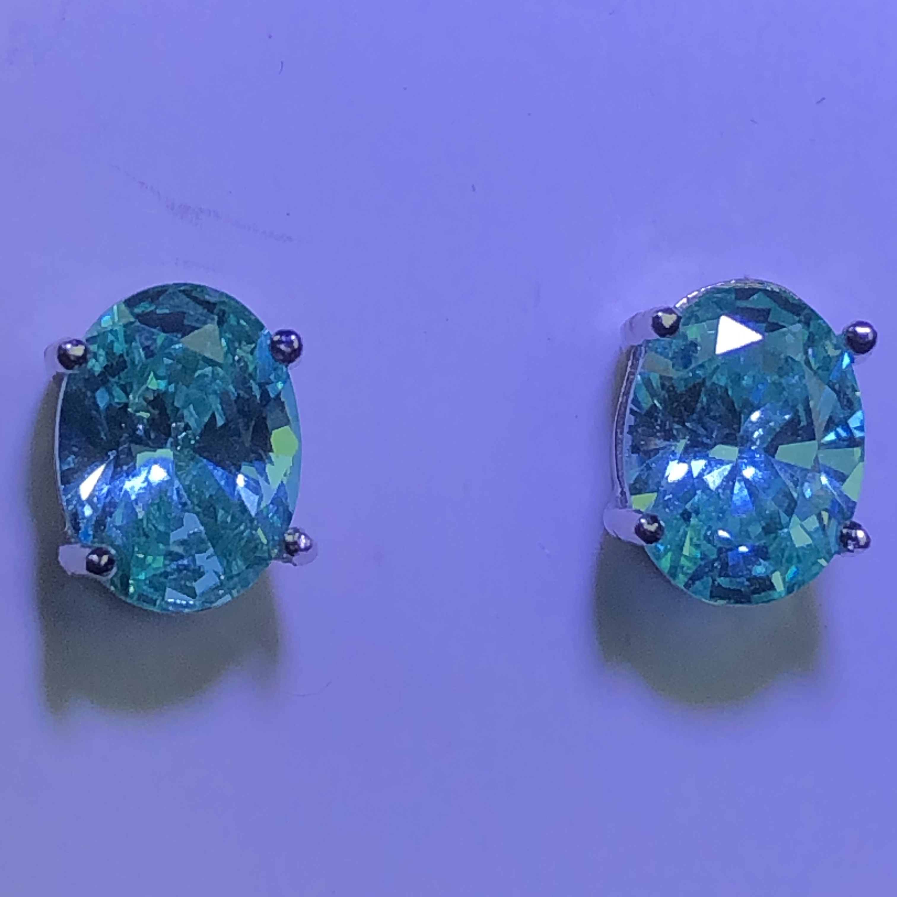 31154湖水绿色耳坠4爪开口气质美丽漂培育亮大方精致豪华时尚精美