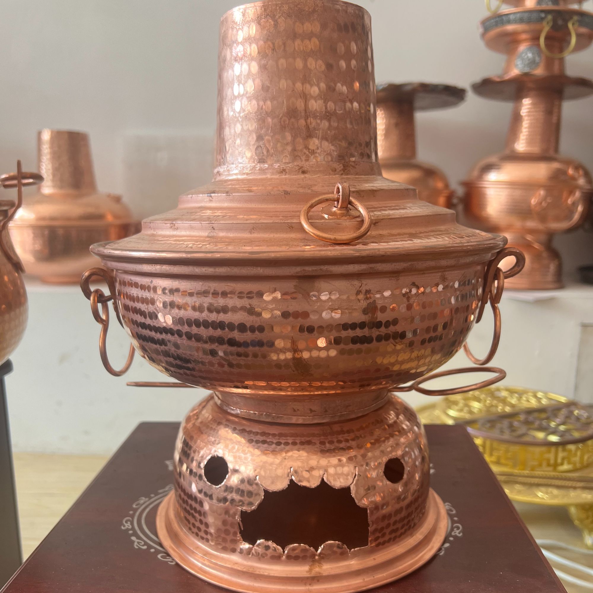 大凉山纯紫铜家用涮肉小火锅火锅专用锅纯铜锅具铜火锅铜锅