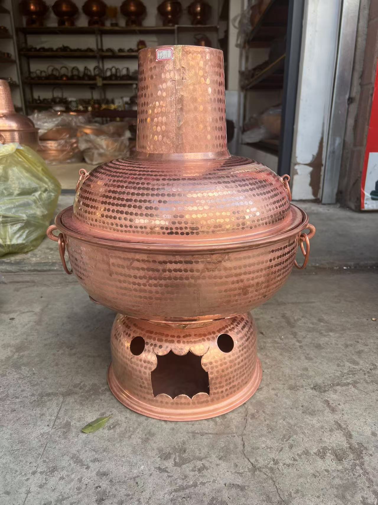 大凉山传统焊缝手工老火锅涮肉老式锅具铜火锅家用铜锅紫铜纯铜