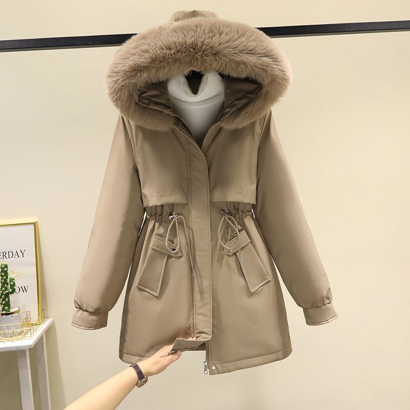 雅鹿派克服女中长宽松显瘦2023新款棉衣加厚加绒洋气羽绒羽绒服冬