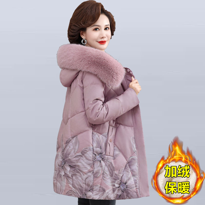 雅鹿中年妈妈羽绒羽绒服冬装外套2023新款中老年女洋气棉衣加绒棉