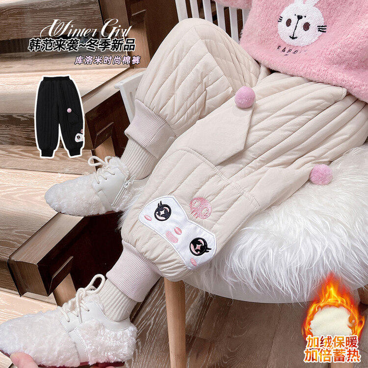 女童棉裤冬季加厚儿童秋冬款一条过冬外穿女宝宝冬装三层加厚裤子