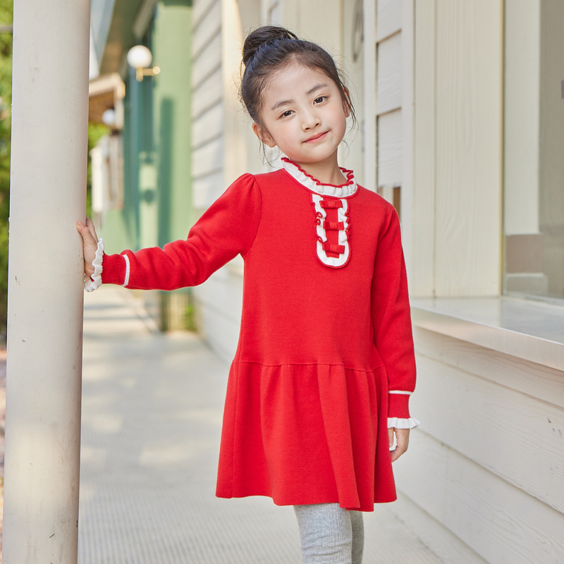 [商场同款]EP雅莹童装秋冬女童新款洋气宫廷风拼接款连衣裙