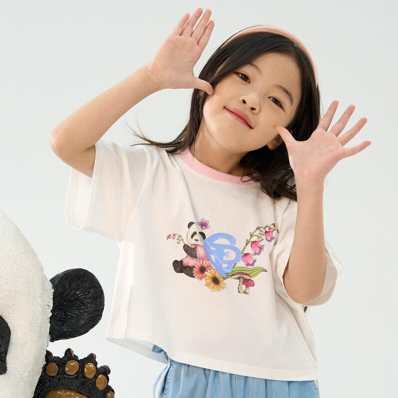 [商场同款]EP雅莹童装春夏女童新款洋气原创小熊猫印花短T恤