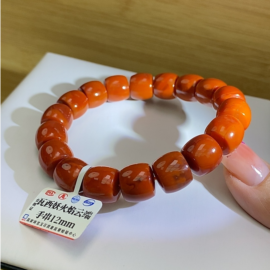 瓦西火焰纹南红直切手串（云端） 12mm 多样性发一