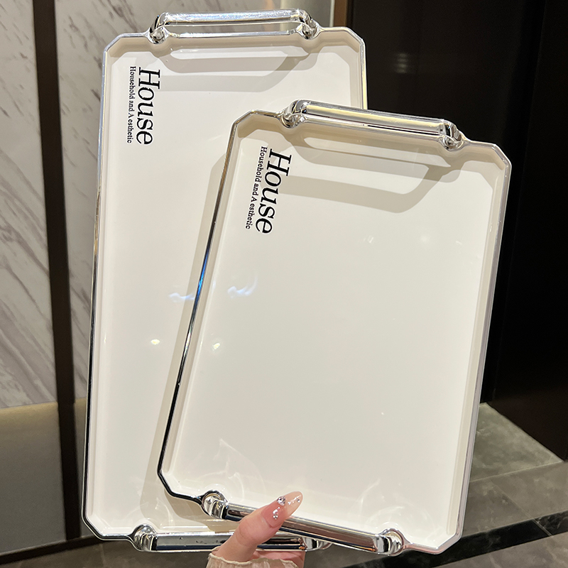 新款轻奢茶盘家用客厅茶几长方形托盘放茶杯杯子水杯收纳盘水果盘