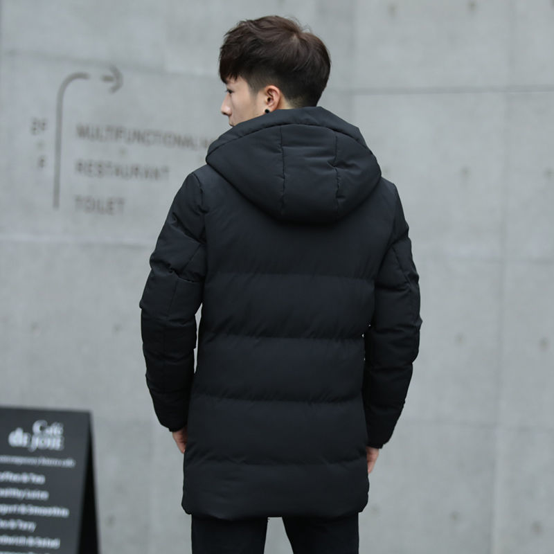 冬季中长款羽绒服男士外套加厚羽绒服男潮流修身保暖连帽羽