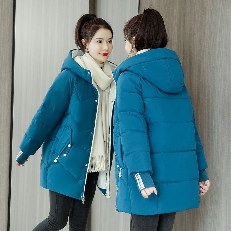 爆款羽绒服女中长款韩版宽松大码连帽保暖棉袄2023冬季新款加厚同