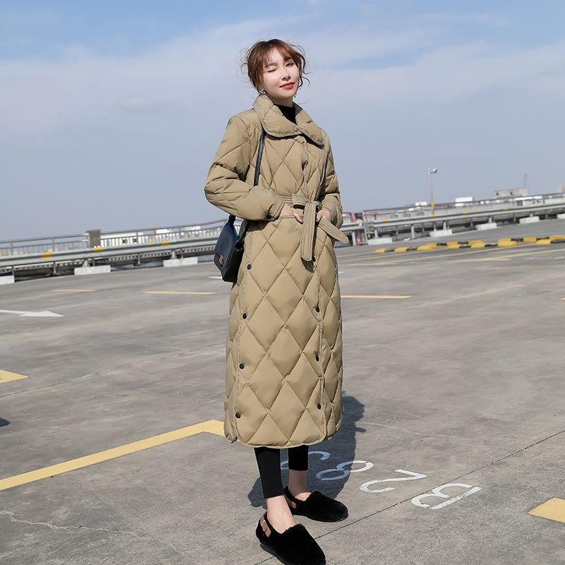 爆款冬季新款韩版爆款长款过膝羽绒羽绒服女收腰显瘦轻薄羽同