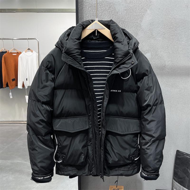 爆款2023加厚白鸭绒羽绒服男士连帽短款宽松冬季新款休闲青年防同
