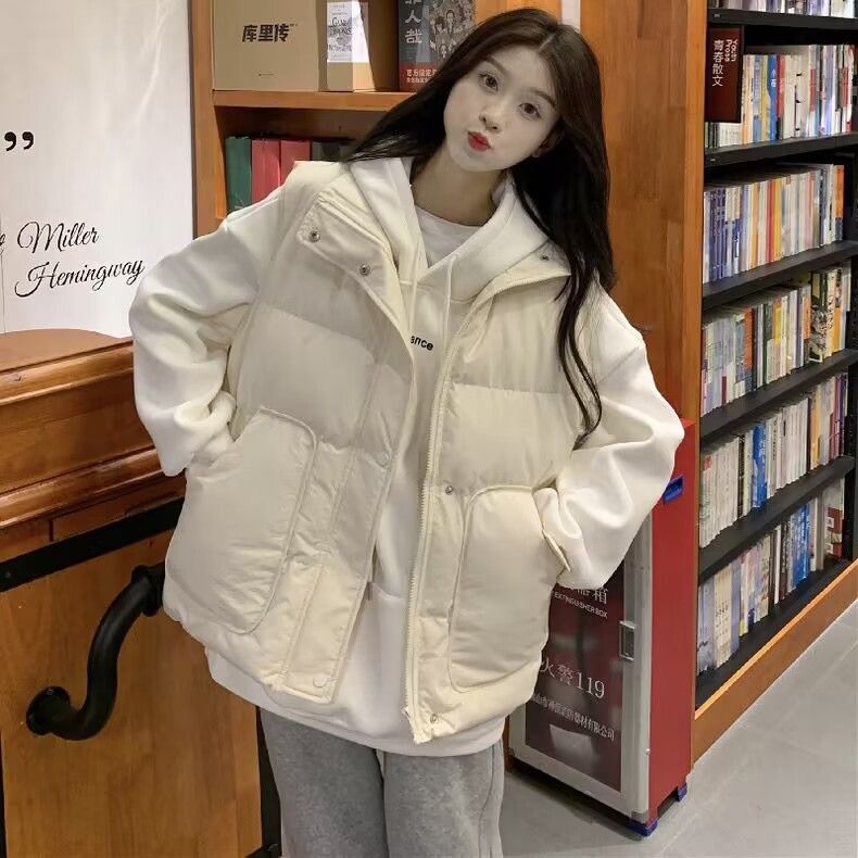 爆款反季羽绒服清仓无袖棉服马甲女宽松百搭小同