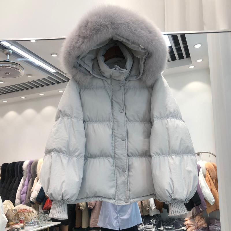 冬季短款羽绒服女冬2023小个子加厚保暖白色大毛领外套洋气学生