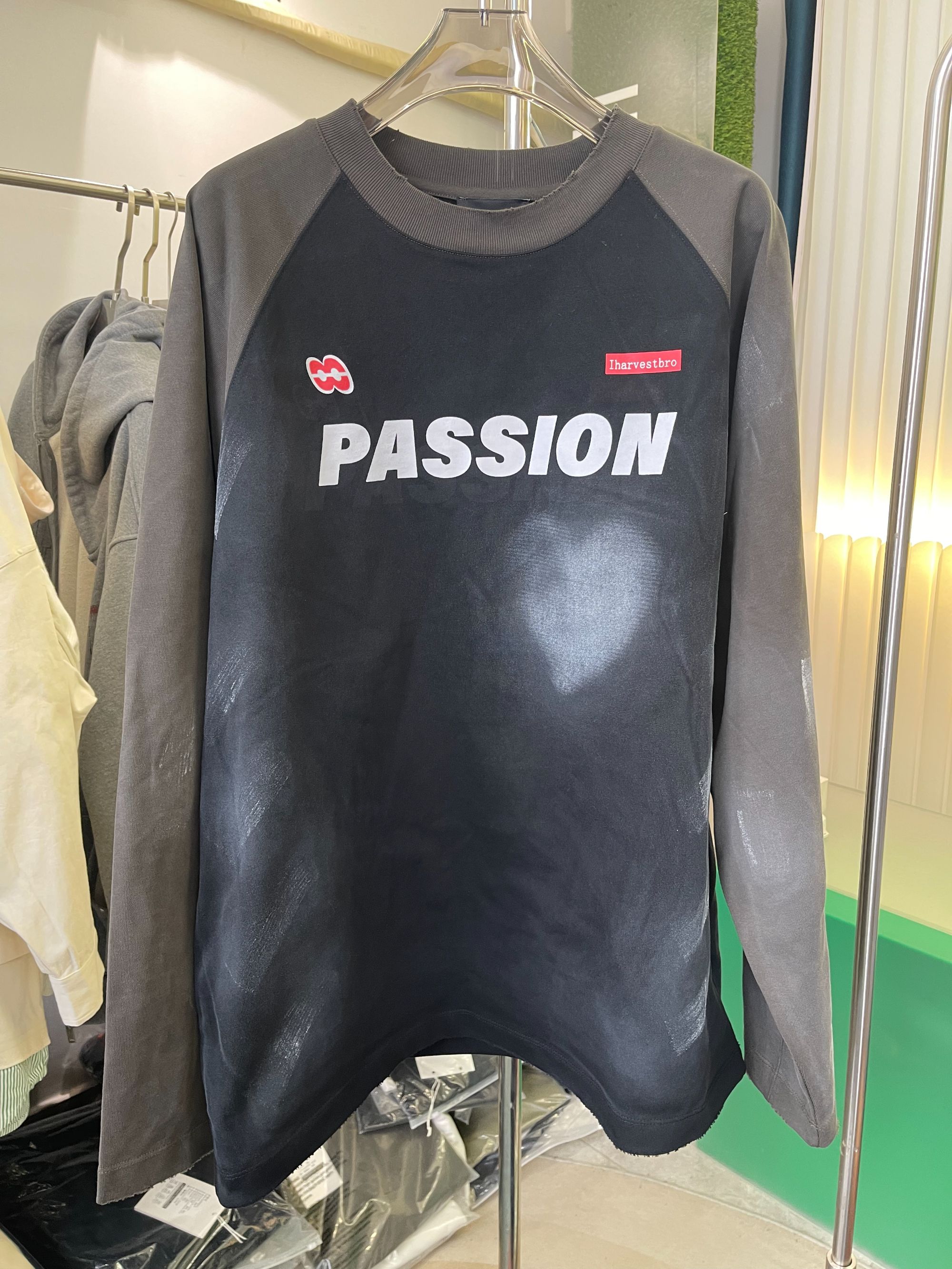 大码男装设计师系列重磅全棉水洗磨毛印花卫衣