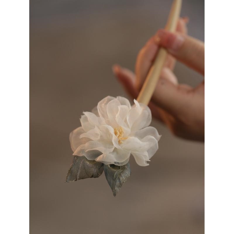 复古栀子花旗袍感古风新中式发饰发簪简约簪子汉服精致小众