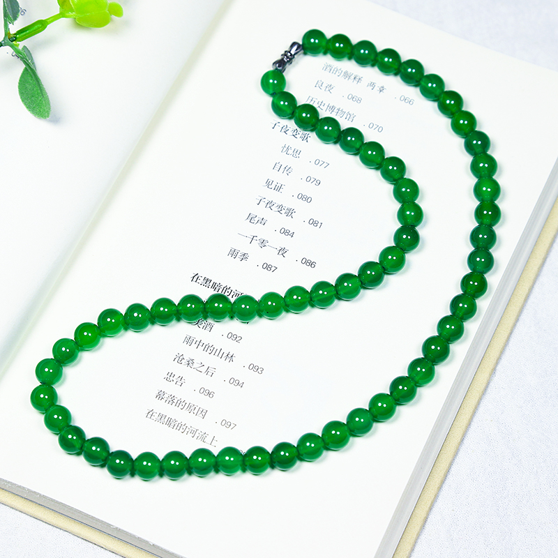 乾成珠宝天然玉石简约绿色项链L028女款