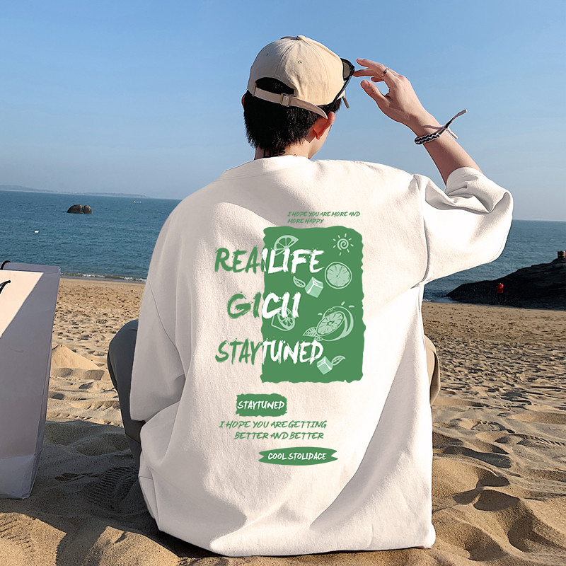 男女同款纯棉宽松体恤男印花圆领潮牌ins短袖T恤男韩版潮流半袖男