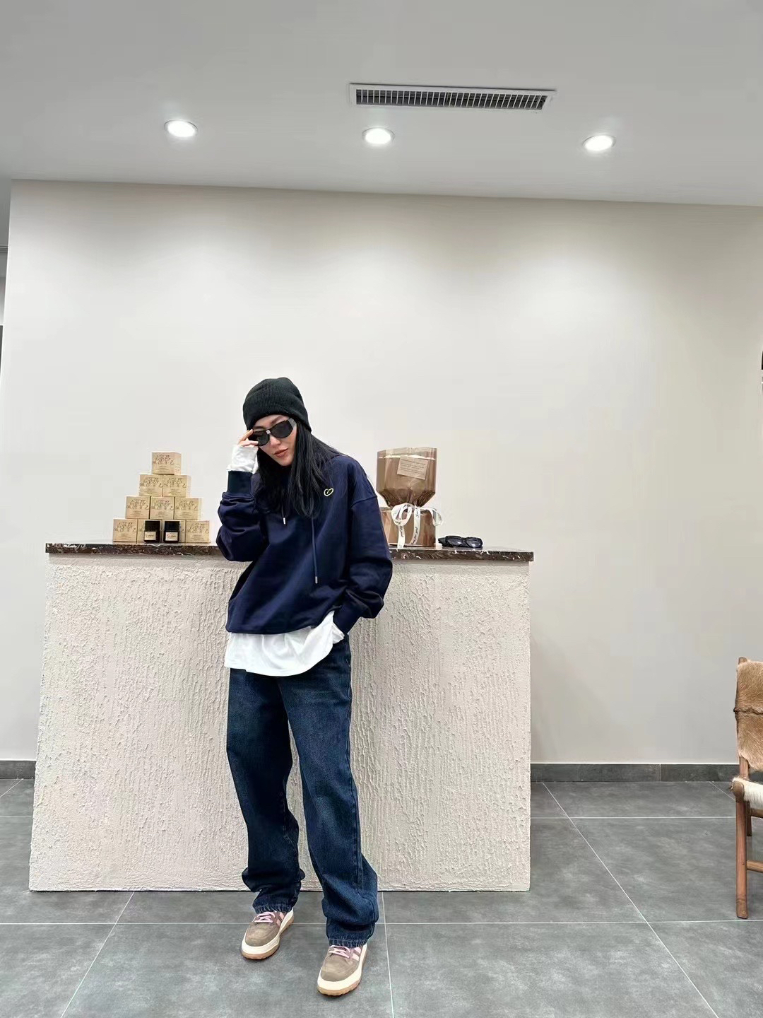 FG·STUDIO 深蓝色老爹牛仔裤