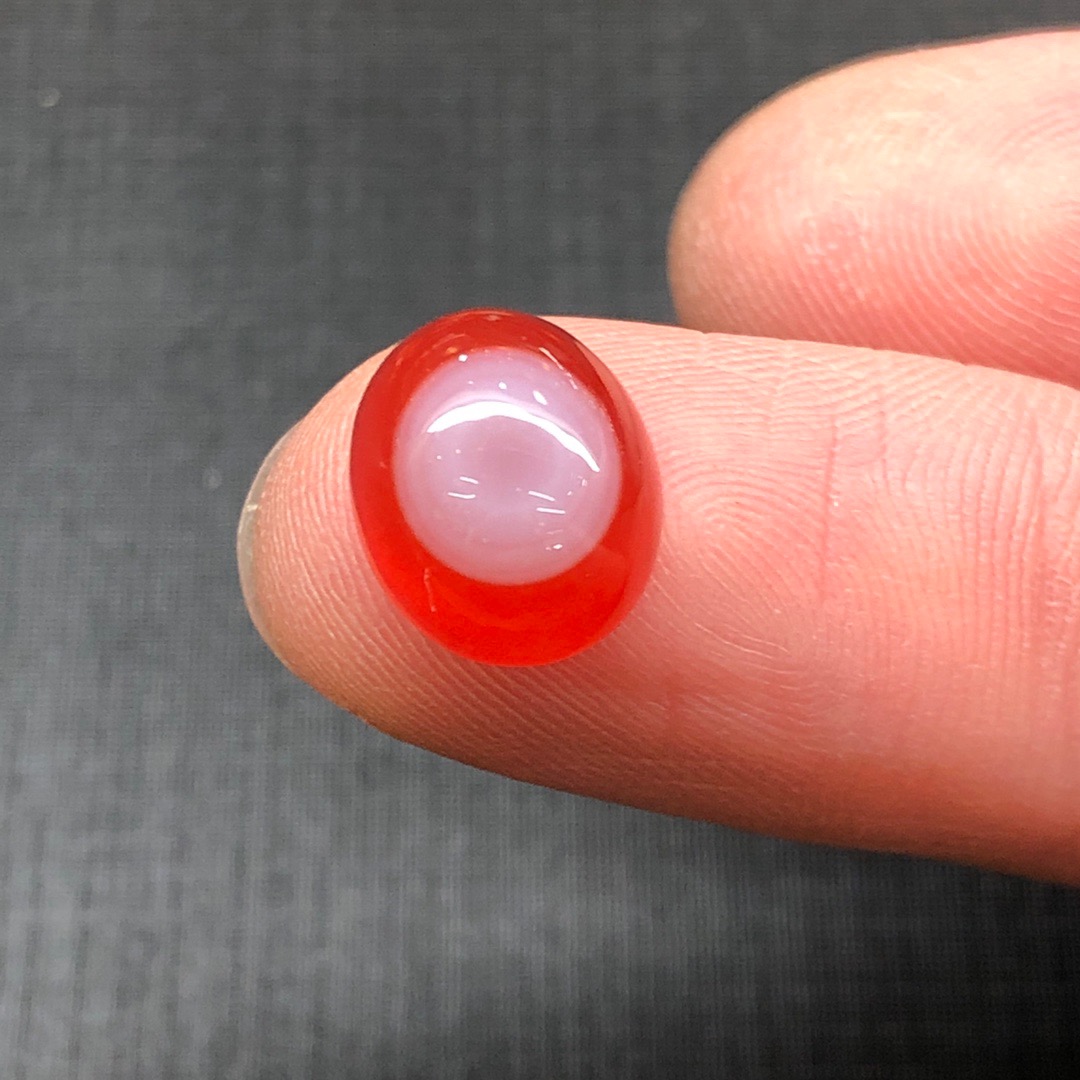 天然原矿保山南红冰红天眼戒面胶感十足荧光超强11✖️9.28✖️6.9mm