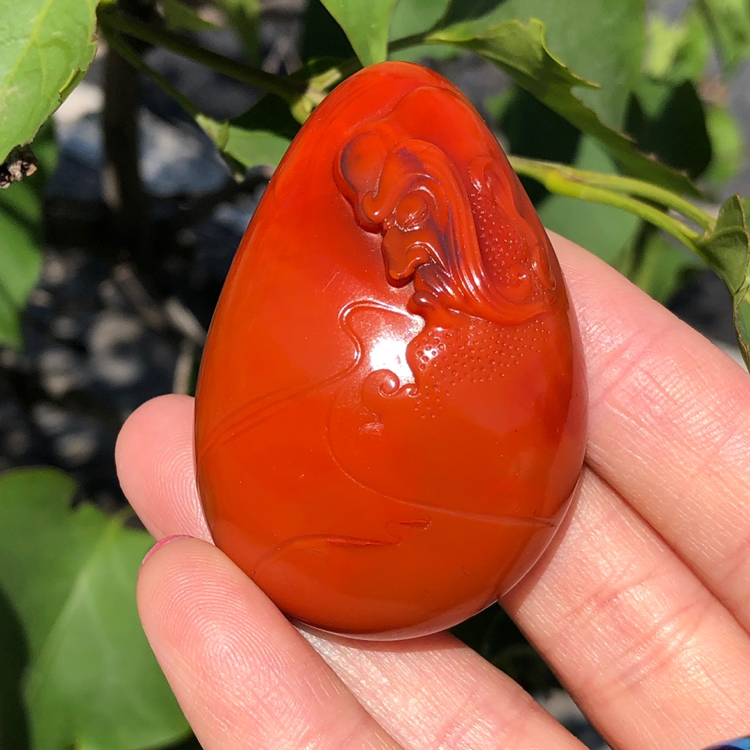 收藏级南红满色满肉苏工精雕长眉罗汉规格55.8/37.3/20.2重61.4克