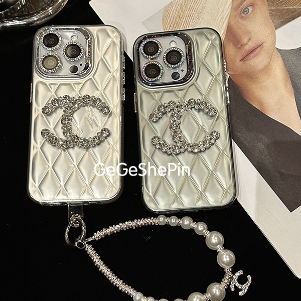 高级感水钻菱格纹电镀适用苹果16promax手机壳iphone15/14/13女12