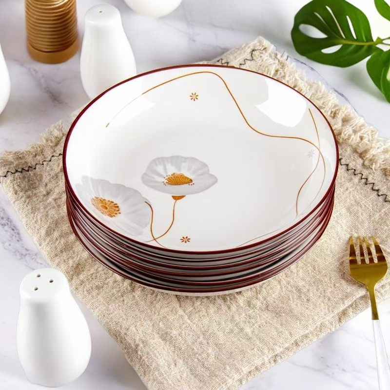 8英寸家用菜盘陶瓷吃饭盘菜盘创意简约菜碟网红餐盘菜盘子可微波