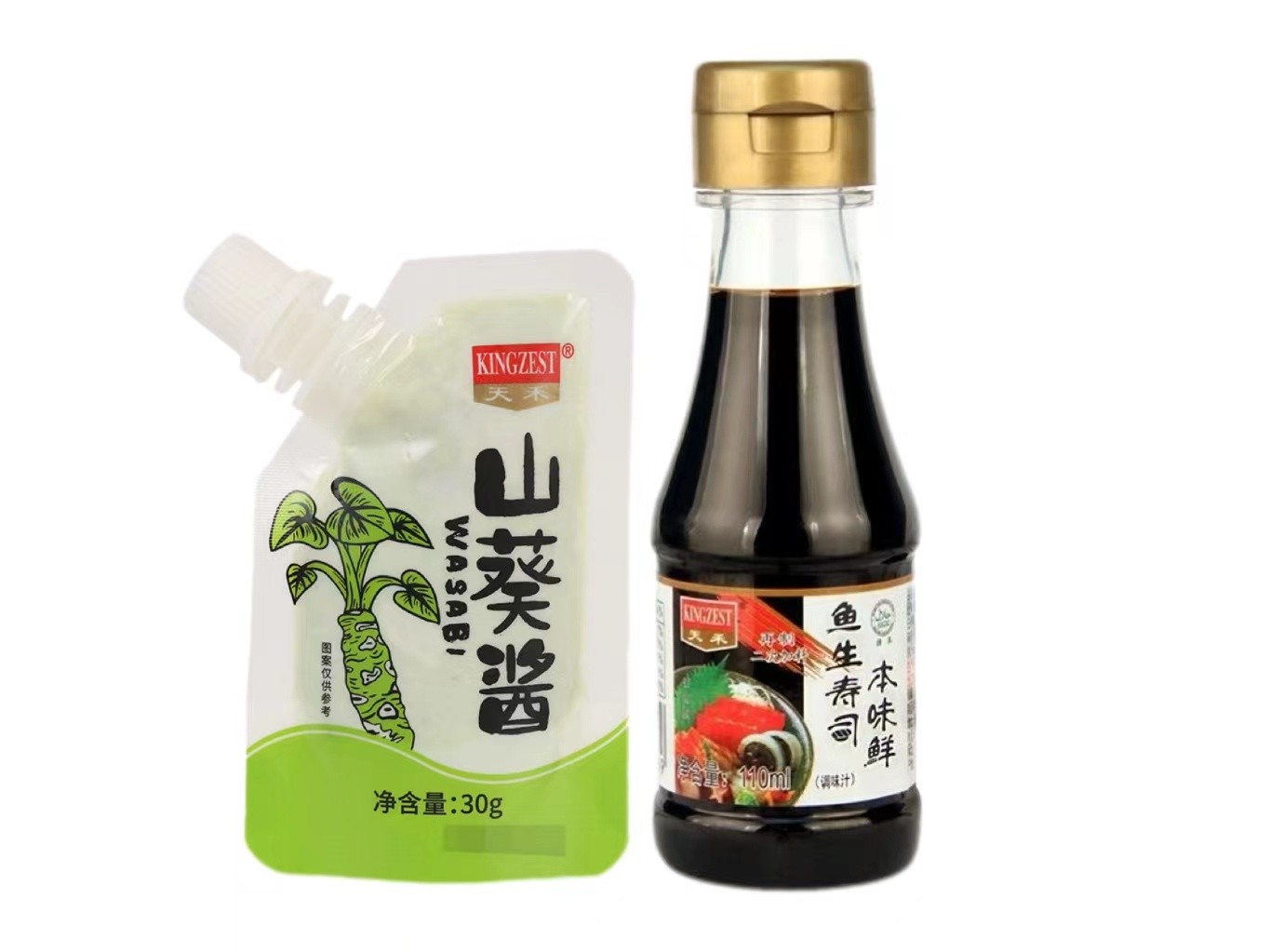 三文鱼刺身专用山葵酱30g+酱油200ml（组合装）