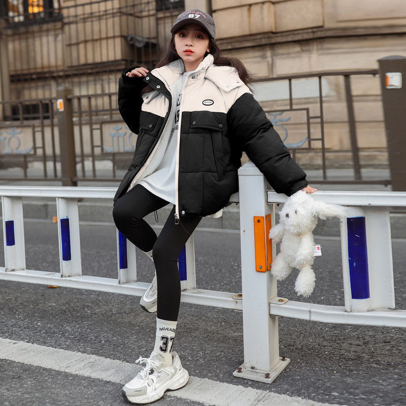 女童冬装2023新款洋气棉袄女孩手塞棉衣加绒加厚保暖外套大季棉服